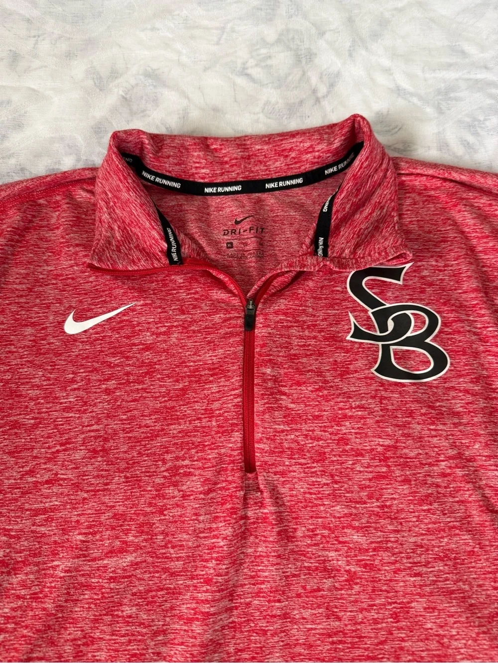Nike Red Heather Quarter-Zip Pullover with SB Crest